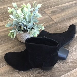 a.n.a. suede black booties/ ankle boots, size 7.5